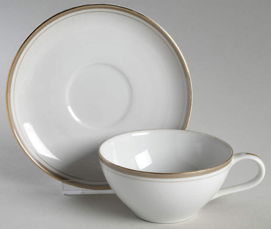 Golden Elegance Flat Cup & Saucer Set by Royalton-1