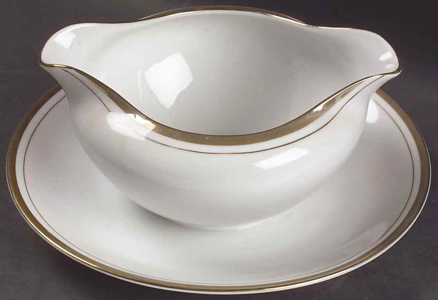 Golden Elegance Round Gravy Boat/Attached Underplate by Royalton-1