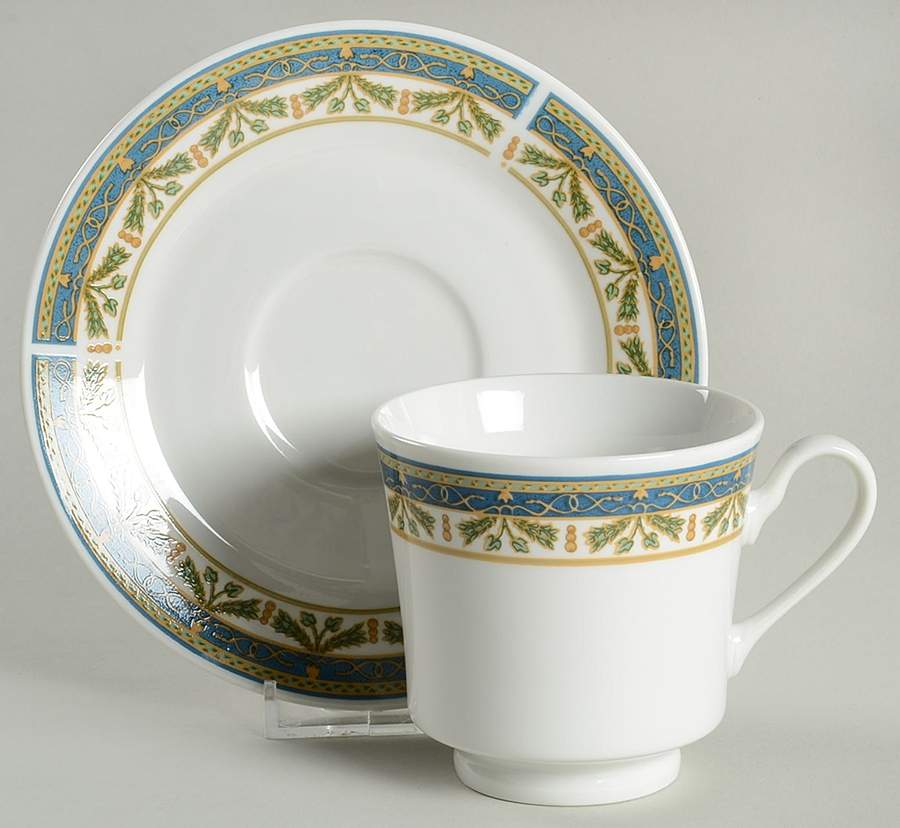 Grecian Garden Footed Cup & Saucer Set by Royal Majestic-1