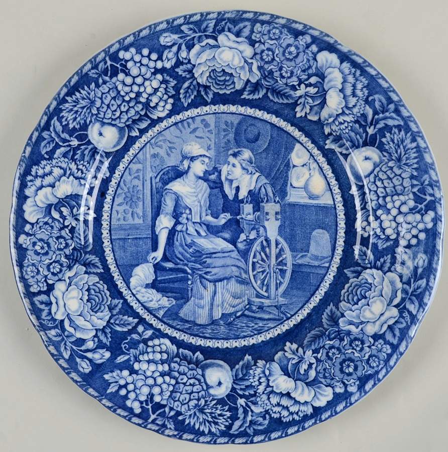 John Alden and Priscilla Blue Dinner Plate by Rowland & Marsellus-1
