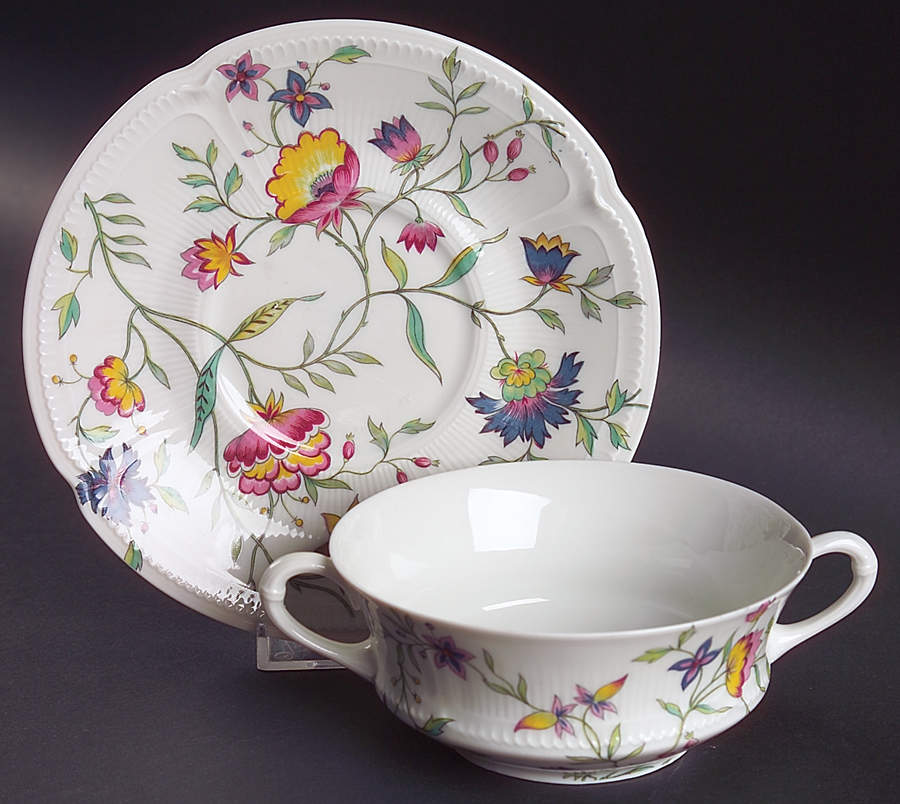 Adriana Flat Cream Soup Bowl & Saucer Set by Royal Limoges-1