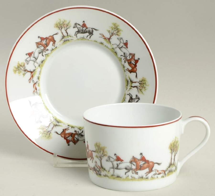 Tally Ho Flat Cup & Saucer Set by Royal Limoges-1