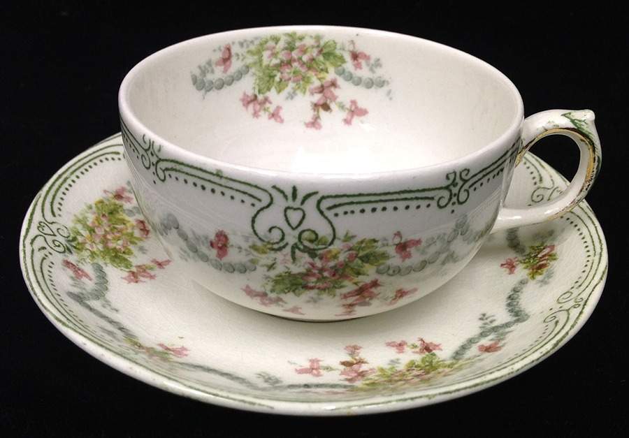 The Naples Wreath Flat Cup & Saucer Set by Ridgway (Ridgways)-1