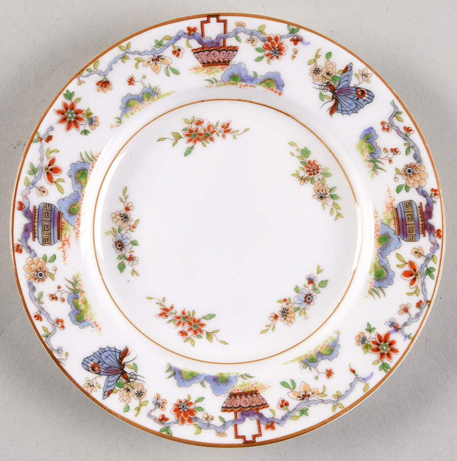 Pekin (White Background, Yellow Trim) Bread & Butter Plate by Royal Worcester-1