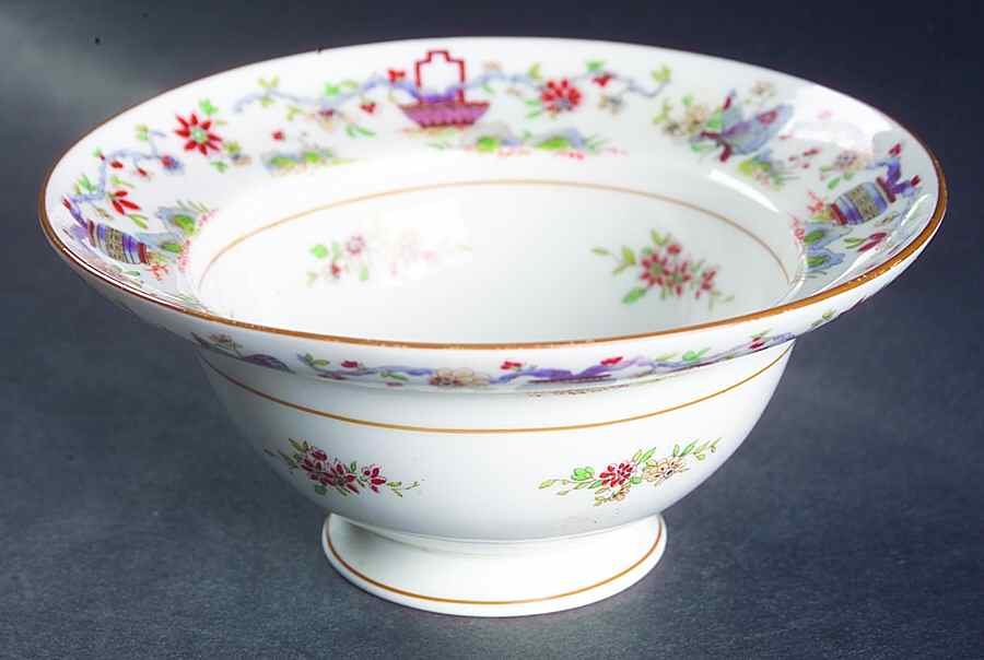 Pekin (White Background, Yellow Trim) Cranberry Bowl by Royal Worcester-1