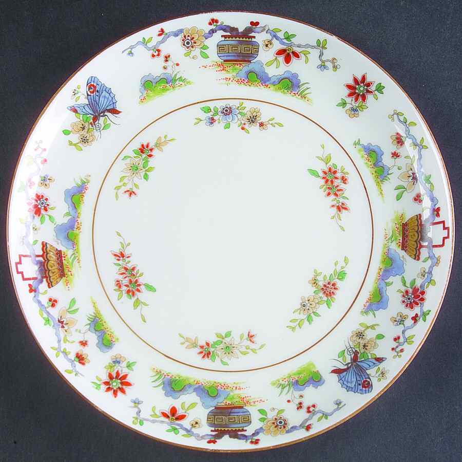 Pekin (White Background, Yellow Trim) Cookie Plate by Royal Worcester-1