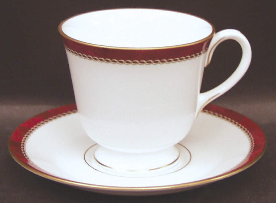 Medici Ruby Footed Cup & Saucer Set by Royal Worcester-1