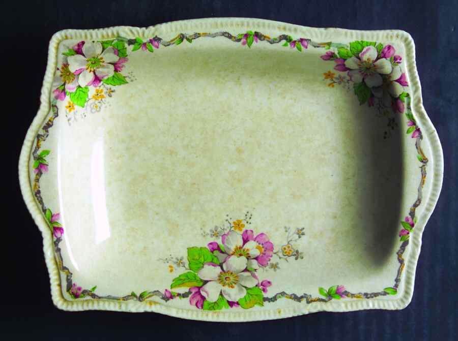 Apple Blossom Cream Pickle Dish by Royal Winton-1