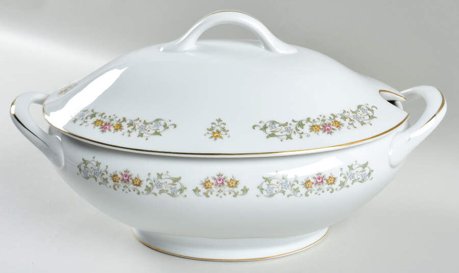 Petit Fleur (Gold Trim) Oval Tureen & Lid by Rose (Japan)-1