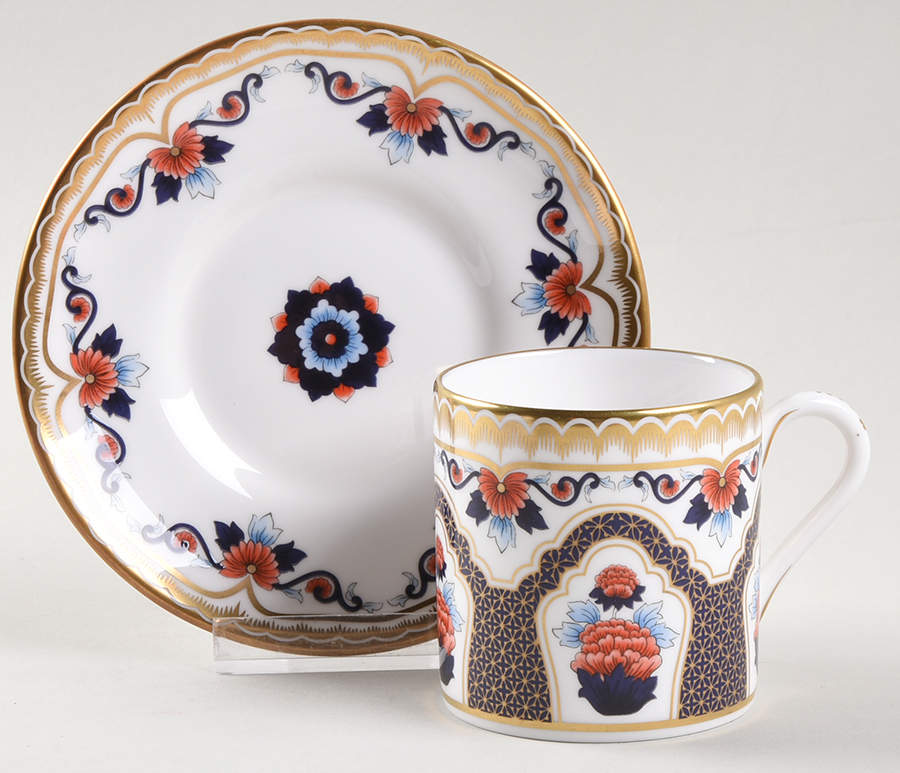 Imari Star Flat Demitasse Cup & Saucer Set by Royal Worcester-1