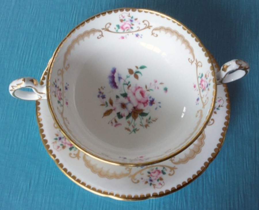 Ascot Footed Cream Soup Bowl & Saucer Set by Royal Chelsea-1