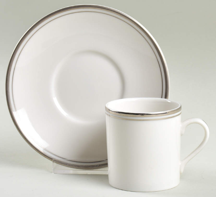 Oxford Platinum Flat Demitasse Cup & Saucer Set by Royal Doulton-1