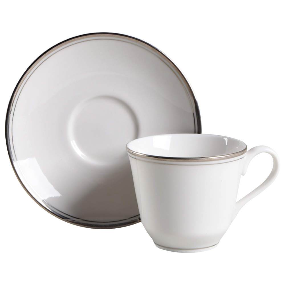 Oxford Platinum Flat Cup & Saucer Set by Royal Doulton-1