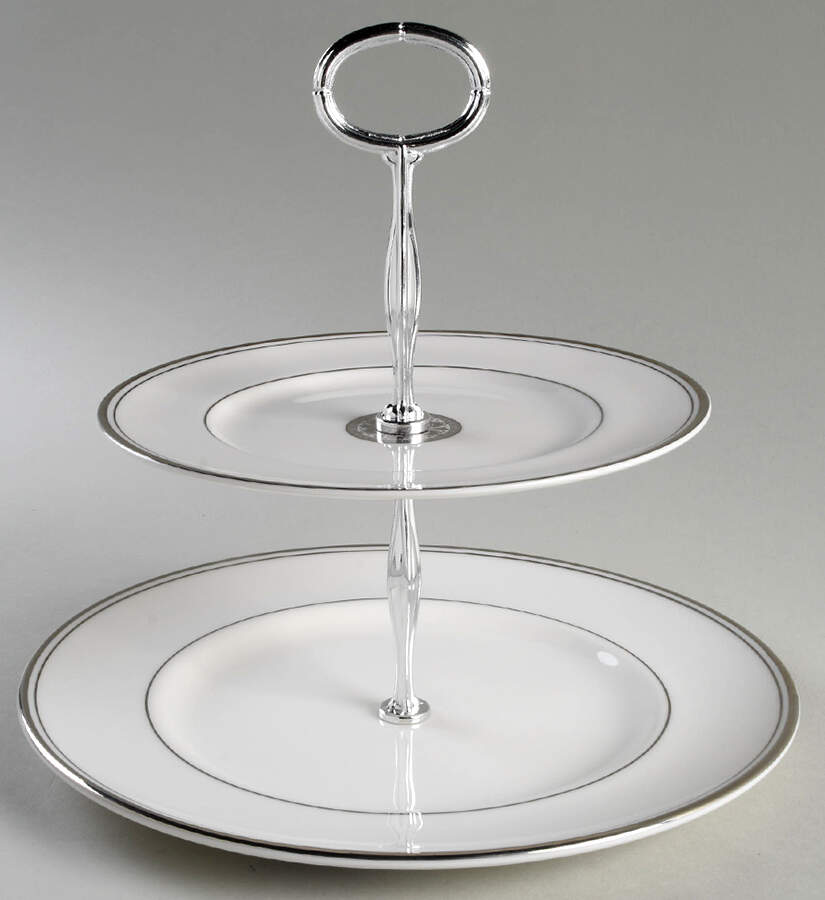 Oxford Platinum 6 5/8"-10"  2 Tiered Serving Tray (Dp, Sp) HC by Royal Doulton-1