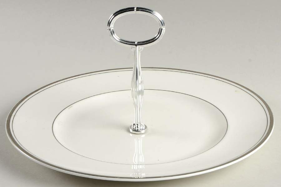 Oxford Platinum Round Serving Plate with Handle (DP) by Royal Doulton-1