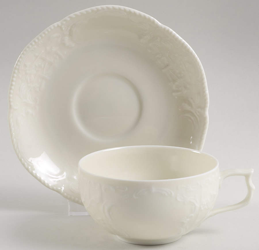 Sanssouci (Ivory, No Trim) Flat Cup & Saucer Set by Rosenthal - Continental-1