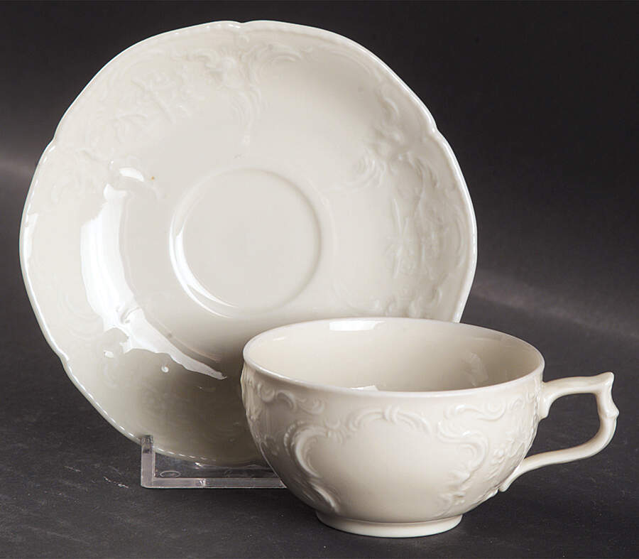 Sanssouci (Ivory, No Trim) Flat Demitasse Cup & Saucer Set by Rosenthal - Continental-1