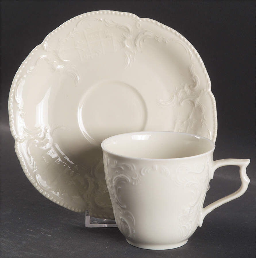 Sanssouci (Ivory, No Trim) Flat Cup & Saucer Set by Rosenthal - Continental-1