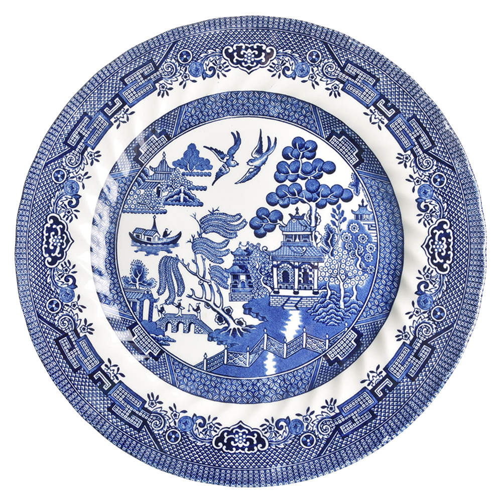 Blue Willow (Swirl Rim, England) Dinner Plate by Royal Wessex-1