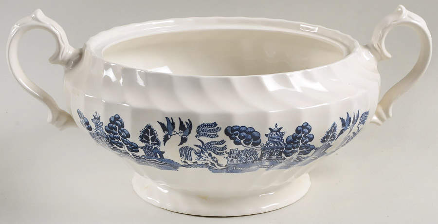 Blue Willow (Swirl Rim, England) Tureen No Lid by Royal Wessex-1