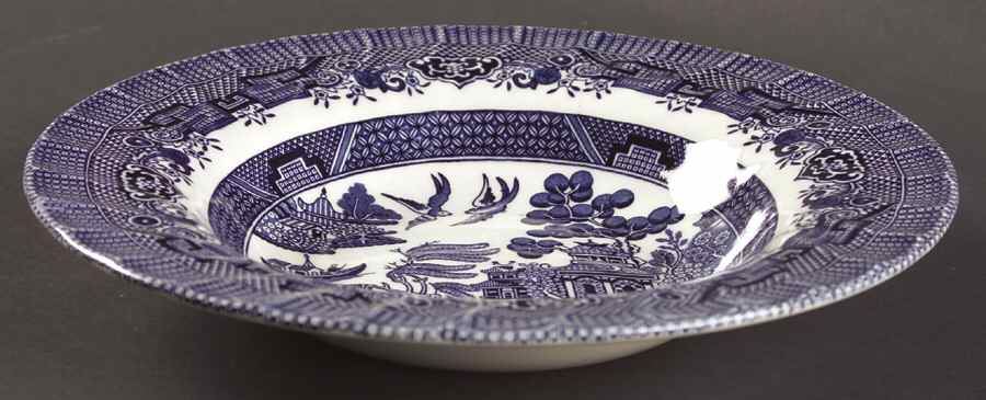 Blue Willow (Swirl Rim, England) Rim Soup Bowl by Royal Wessex-1