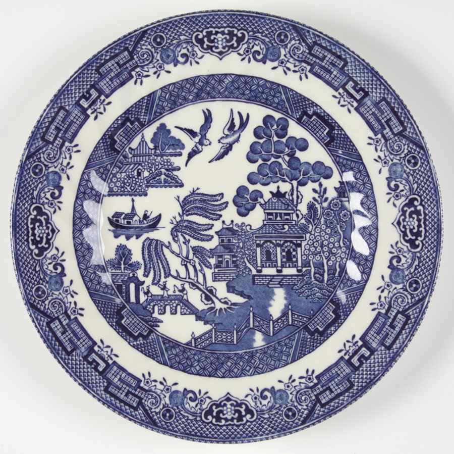 Blue Willow (Swirl Rim, England) Salad Plate by Royal Wessex-1