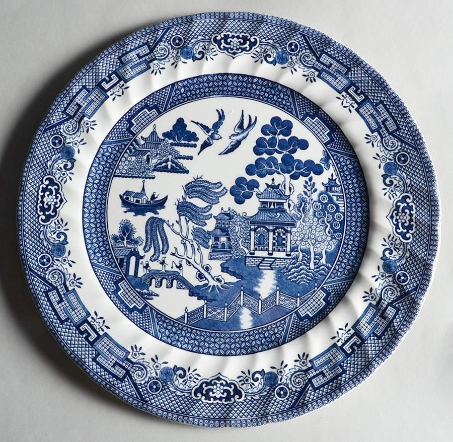 Blue Willow (Swirl Rim, England) 11" Chop Plate (Round Platter) by Royal Wessex-1