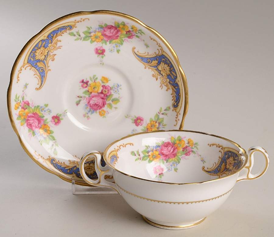 Gloria Footed Cream Soup Bowl & Saucer Set by Royal Stafford-1