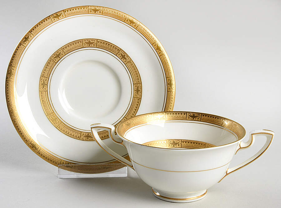C1448 Footed Bouillon Cup & Saucer by Royal Worcester-1