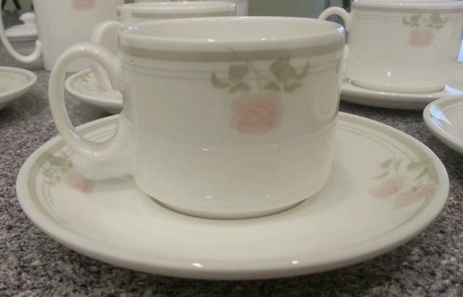 Twilight Rose (Restaurant) Flat Cup & Saucer Set by Royal Doulton-1