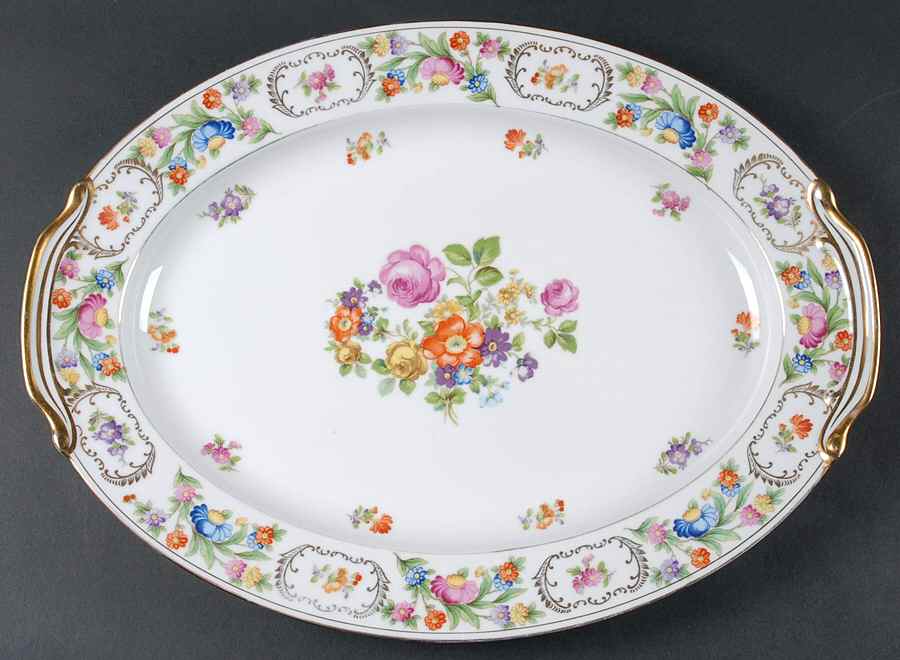 RO51 16" Oval Serving Platter by Rose (Japan)-1