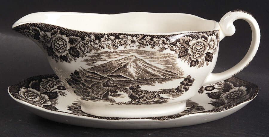 Lochs of Scotland Brown Gravy Boat & Underplate by Royal Warwick-1