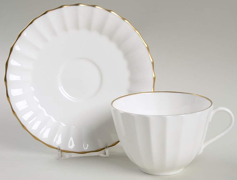 Warmstry Gold Edge Flat Cup & Saucer Set by Royal Worcester-1