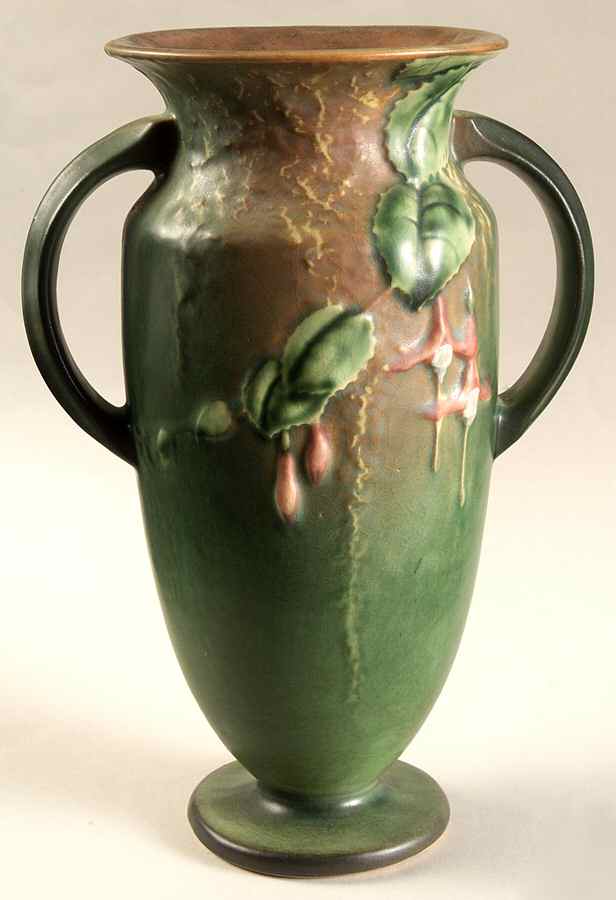 Fuchsia Green 9" Handled Vase by Roseville-1