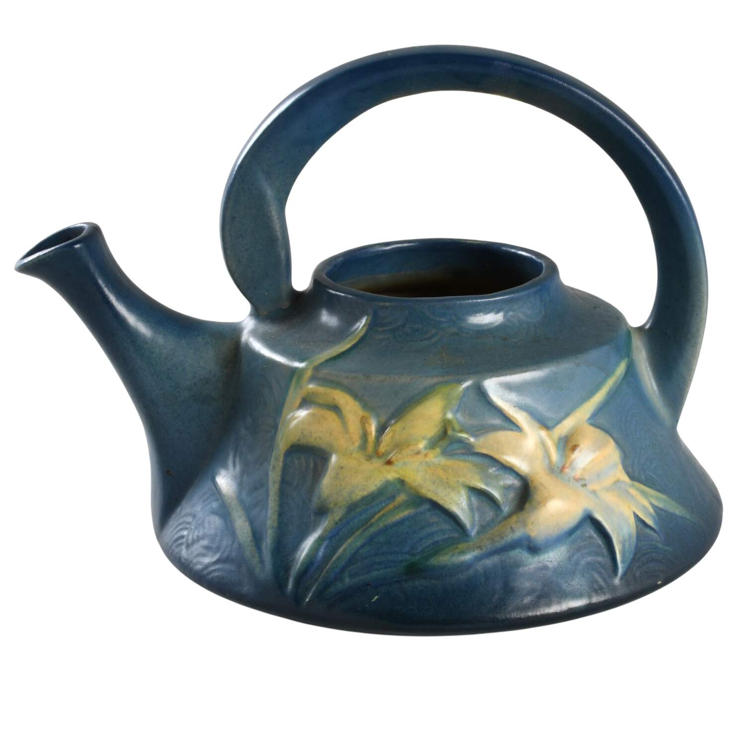 Zephyr Lily Bermuda Blue Teapot No Lid by Roseville-1
