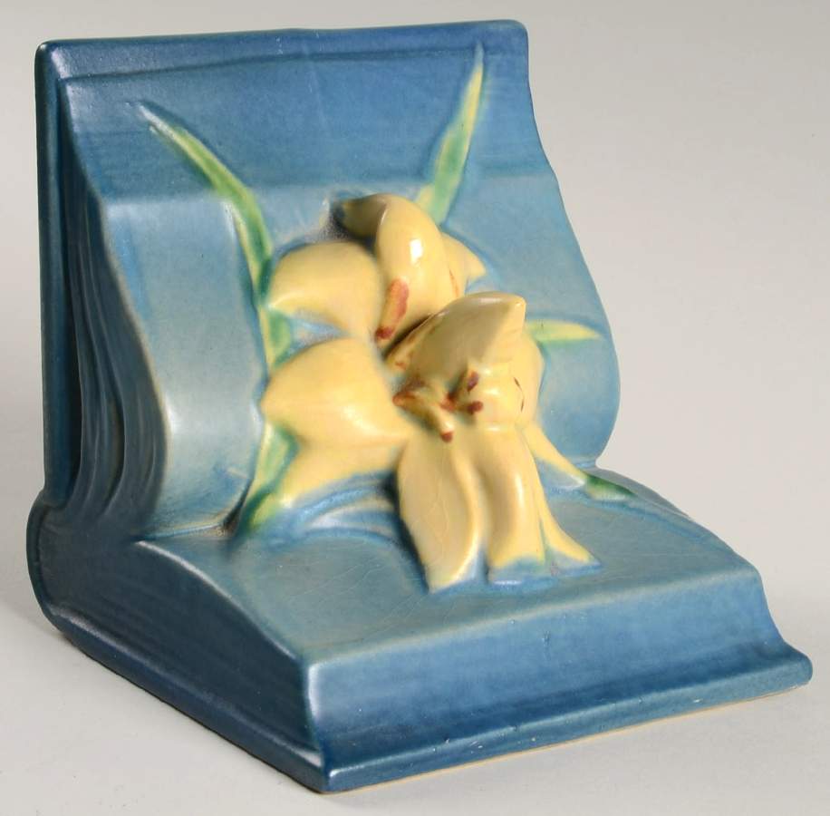 Zephyr Lily Bermuda Blue Single China Bookend by Roseville-1