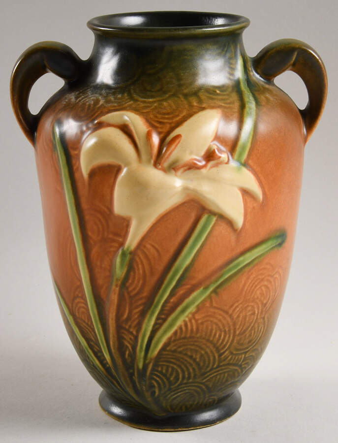 Zephyr Lily Siena 8" Handled Vase by Roseville-1