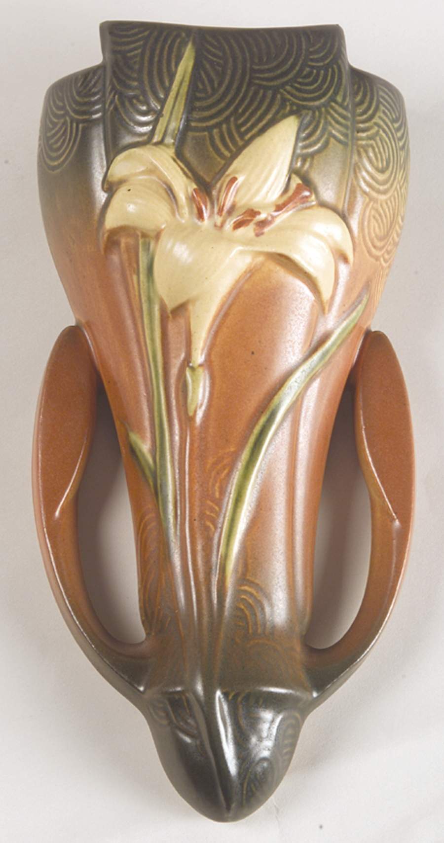 Zephyr Lily Siena 8" Wall Pocket Vase by Roseville-1