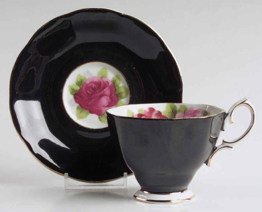 Old English Rose (Hampton) Footed Cup & Saucer Set by Royal Albert-1