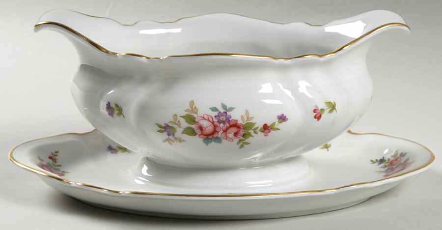 Rose Gravy Boat with Attached Underplate by Rosenthal - Continental-1