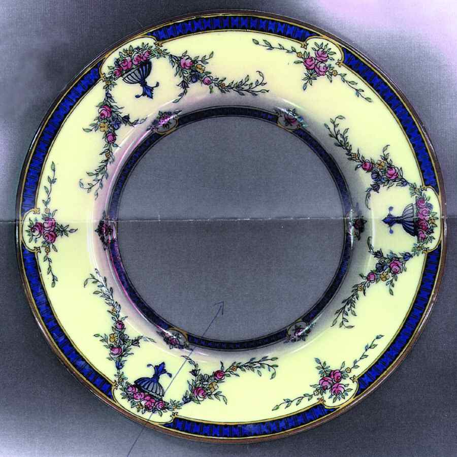 Rosemary Dark Blue Yellow Bread & Butter Plate by Royal Worcester-1