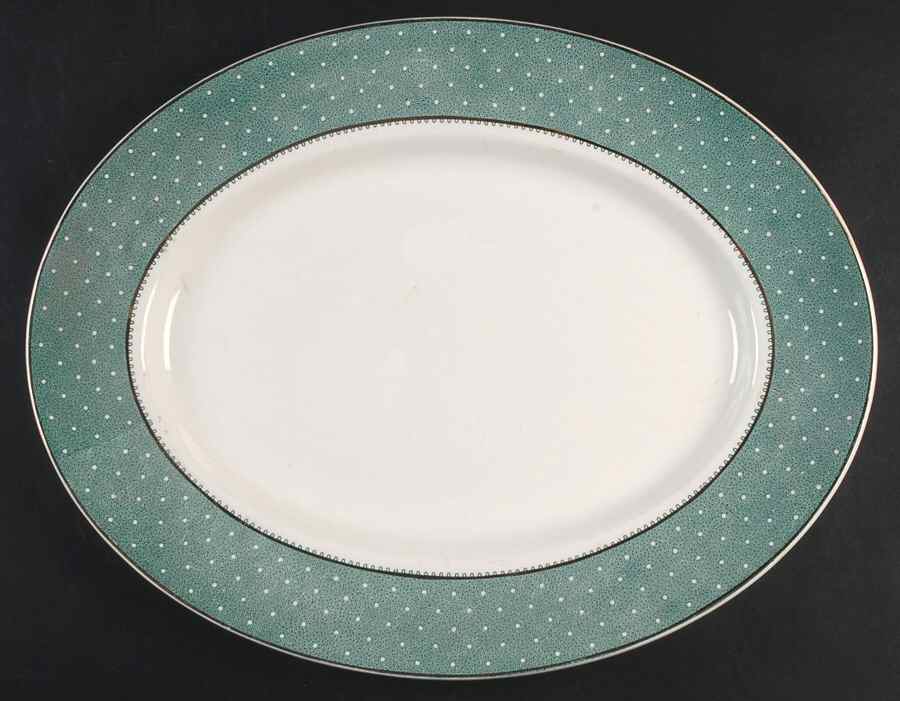 Conway Green 16" Oval Serving Platter by Ridgway (Ridgways)-1