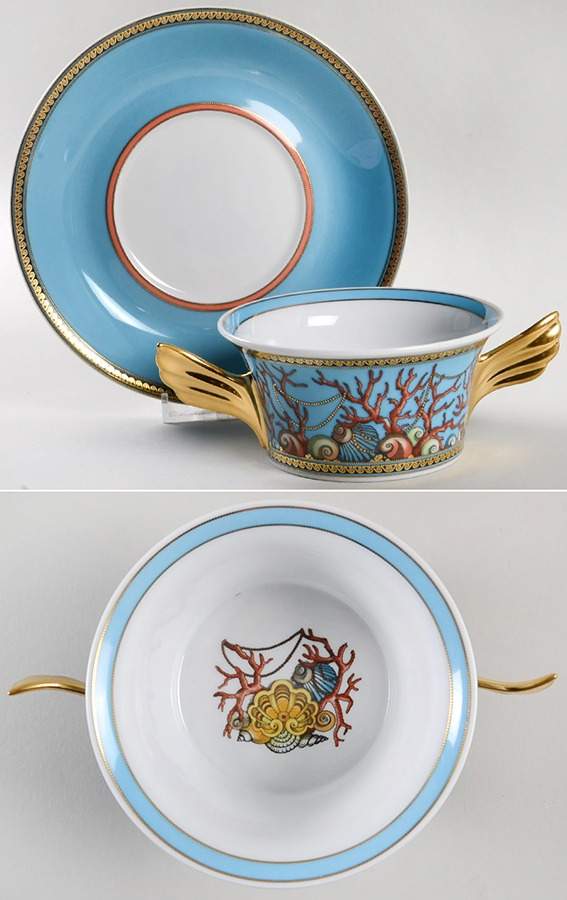 Les Tresors De La Mer Flat Cream Soup Bowl & Saucer Set by Rosenthal - Continental-1