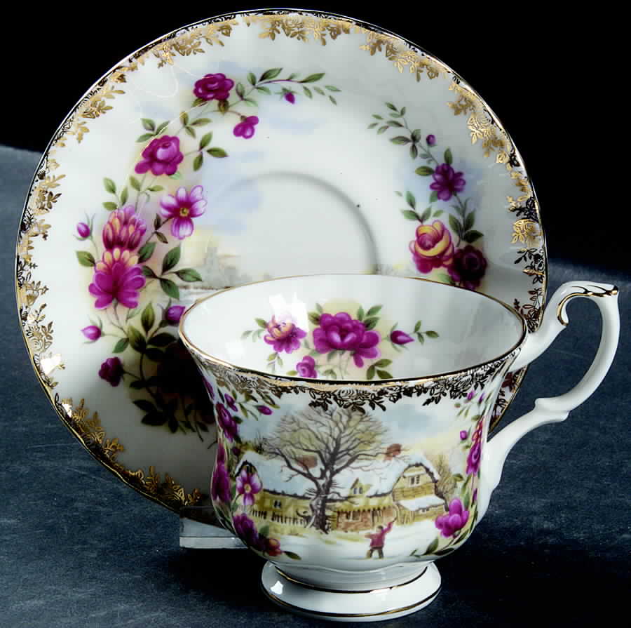 Four Seasons Footed Cup & Saucer Set by Royal Albert-1