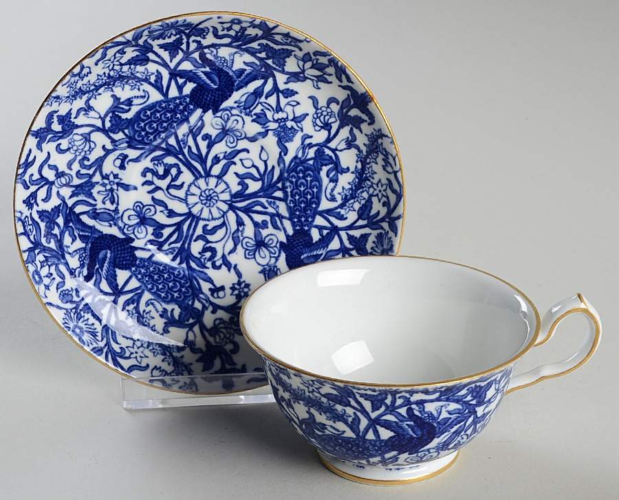 Derby Peacock Blue Footed Cup & Saucer Set by Royal Crown Derby-1