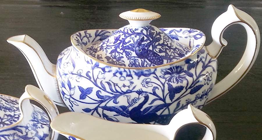 Derby Peacock Blue Teapot & Lid by Royal Crown Derby-1