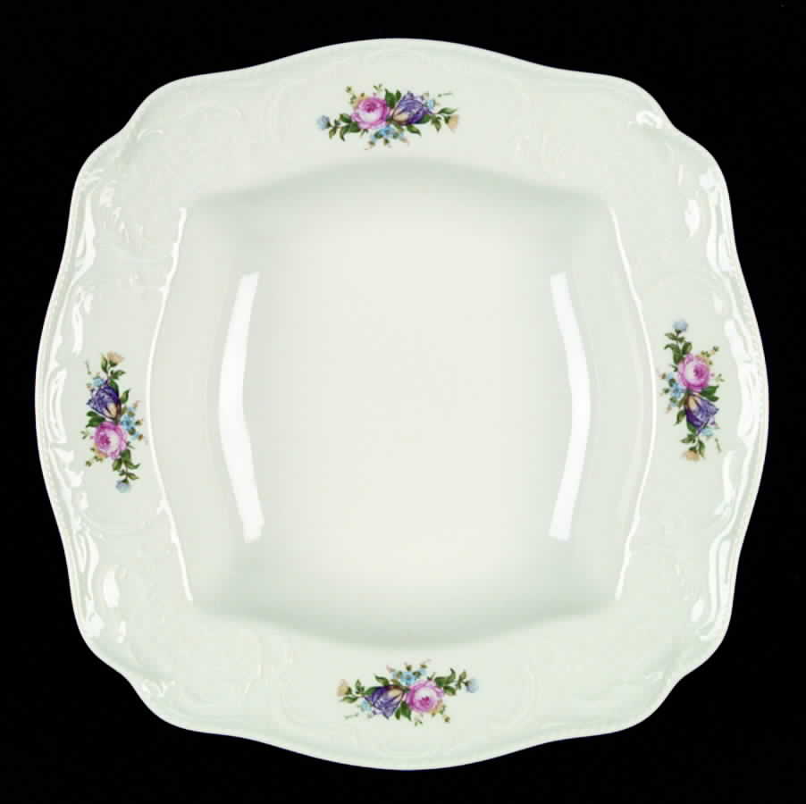 Floral Bouquet Ivory 11" Square Vegetable Bowl by Rosenthal - Continental-1