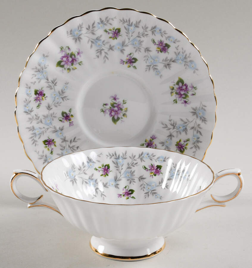 Enchantment Footed Cream Soup Bowl & Saucer Set by Royal Stafford-1
