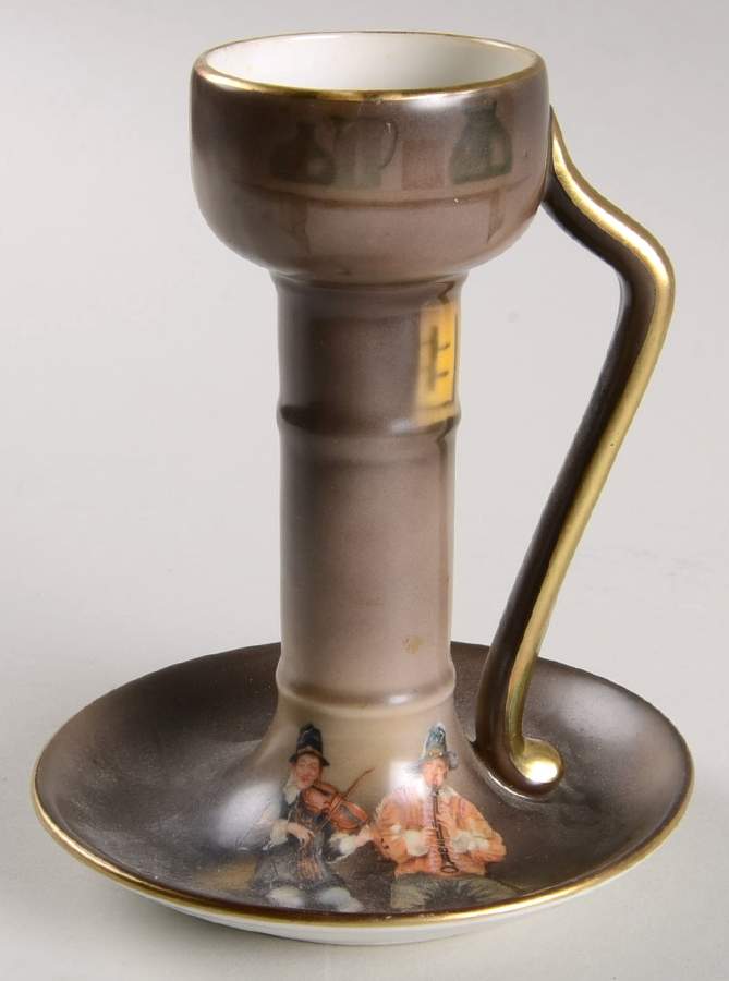 Peasant Musicians Handled Candleholder by Royal Bayreuth-1