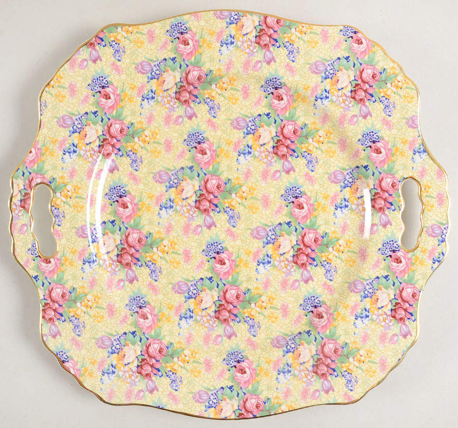 Welbeck (Earthenware, Intro 1995) Square Handled Cake Plate by Royal Winton-1